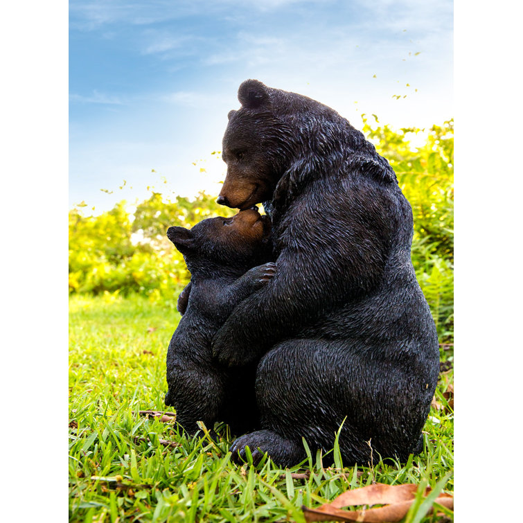 Mother and Baby Black Bear Ultra Realistic Garden Statue